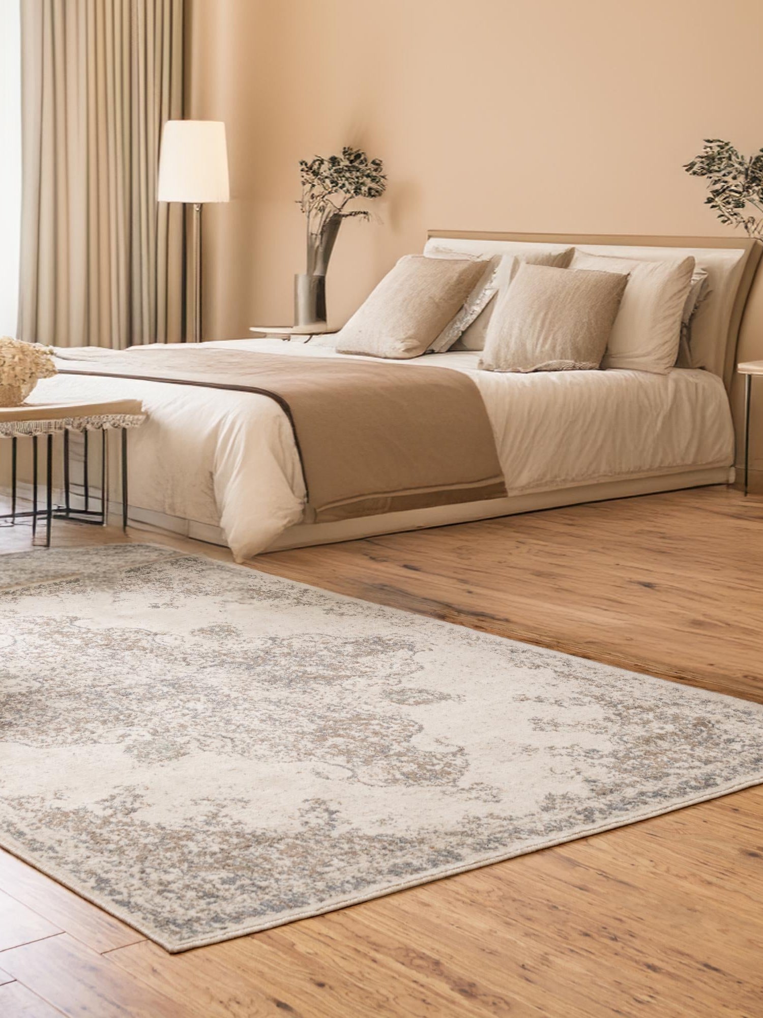 Cream 9' x 12' 2 Tuareg Rectangle Area Rug Vintage Inspired Distressed Look Durable Easy Clean Carpet for Unique Home Interiors for Sale at Rug Engine