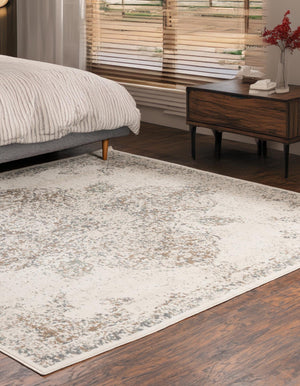 Cream 8' x 8' Tuareg Square Area Rug Vintage Inspired Distressed Look Durable Easy Clean Carpet for Unique Home Interiors for Sale at Rug Engine