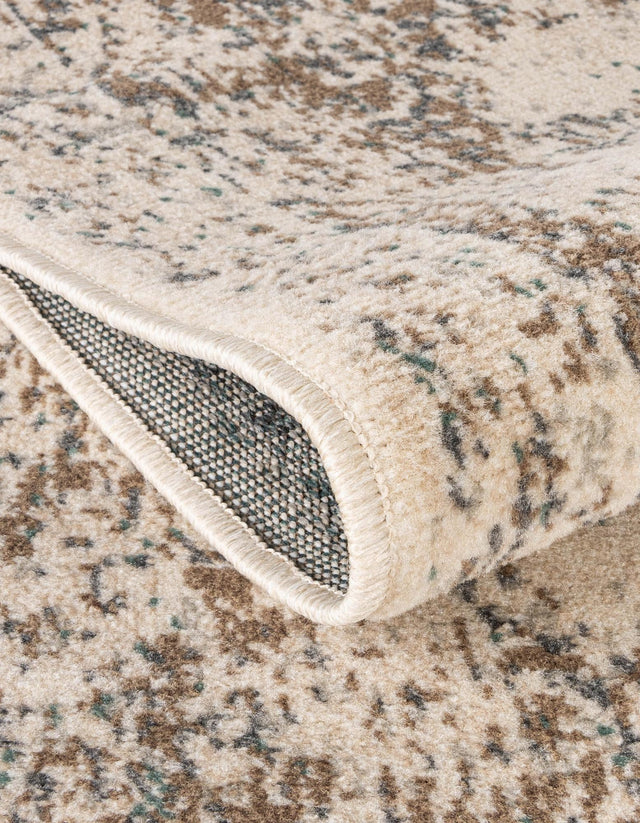Cream 8' x 8' Tuareg Round Area Rug Vintage Inspired Distressed Look Durable Easy Clean Carpet for Unique Home Interiors for Sale at Rug Engine