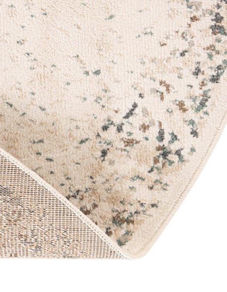 Cream 8' x 8' Tuareg Round Area Rug Vintage Inspired Distressed Look Durable Easy Clean Carpet for Unique Home Interiors for Sale at Rug Engine