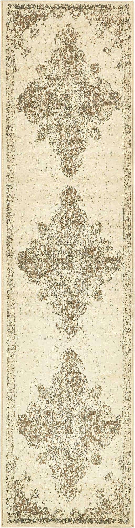 Cream 2' 7 x 10' Tuareg Runner Area Rug Vintage Inspired Distressed Look Durable Easy Clean Carpet for Unique Home Interiors for Sale at Rug Engine
