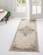 Cream 2' 7 x 10' Tuareg Runner Area Rug Vintage Inspired Distressed Look Durable Easy Clean Carpet for Unique Home Interiors for Sale at Rug Engine