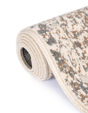 Cream 2' 7 x 10' Tuareg Runner Area Rug Vintage Inspired Distressed Look Durable Easy Clean Carpet for Unique Home Interiors for Sale at Rug Engine