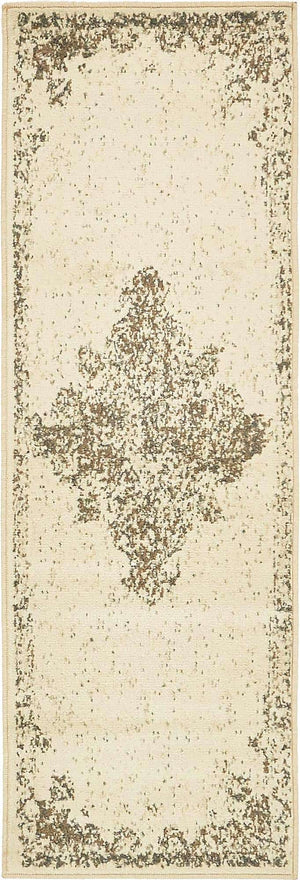 Cream 2' x 6' 1 Tuareg Runner Area Rug Vintage Inspired Distressed Look Durable Easy Clean Carpet for Unique Home Interiors for Sale at Rug Engine