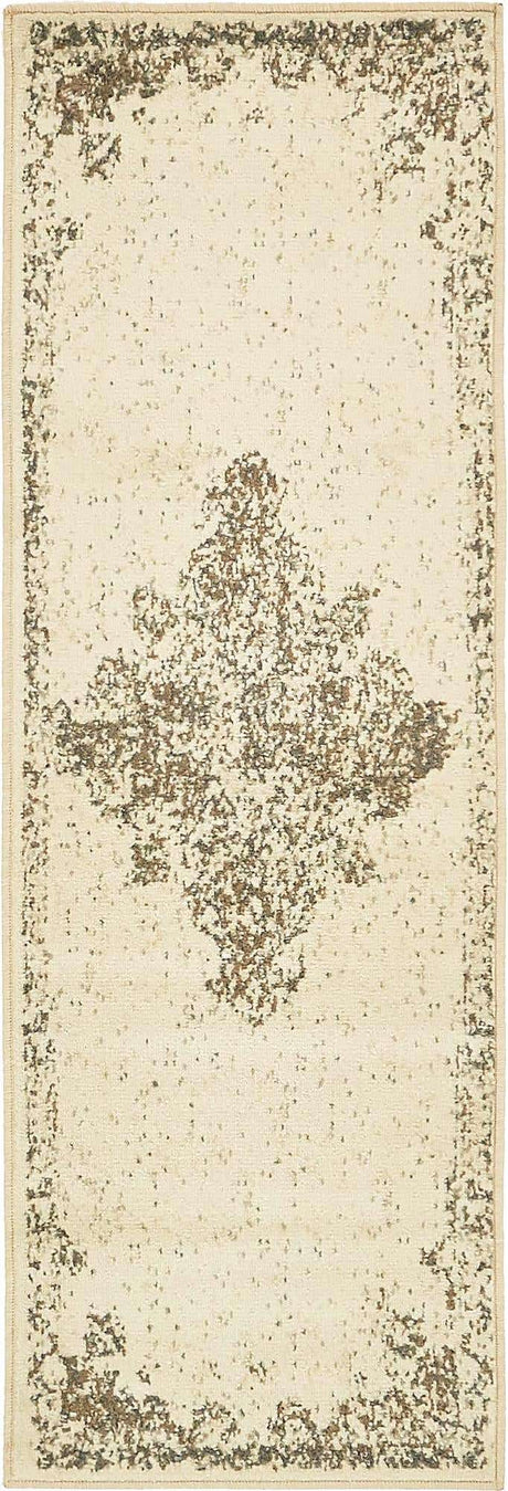 Cream 2' x 6' 1 Tuareg Runner Area Rug Vintage Inspired Distressed Look Durable Easy Clean Carpet for Unique Home Interiors for Sale at Rug Engine
