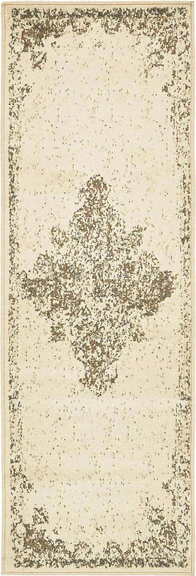 Cream 2' x 6' 1 Tuareg Runner Area Rug Vintage Inspired Distressed Look Durable Easy Clean Carpet for Unique Home Interiors for Sale at Rug Engine
