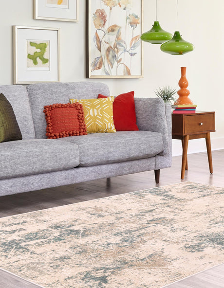 Beige 5' 1 x 8' Tuareg Rectangle Area Rug Vintage Inspired Distressed Look Durable Easy Clean Carpet for Unique Home Interiors for Sale at Rug Engine