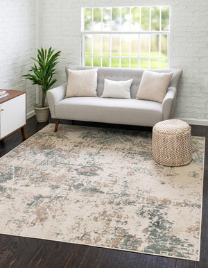 Beige 8' x 8' Tuareg Square Area Rug Vintage Inspired Distressed Look Durable Easy Clean Carpet for Unique Home Interiors for Sale at Rug Engine