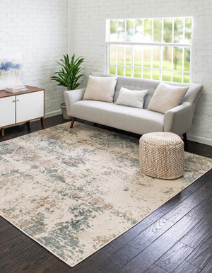 Beige 8' x 8' Tuareg Square Area Rug Vintage Inspired Distressed Look Durable Easy Clean Carpet for Unique Home Interiors for Sale at Rug Engine