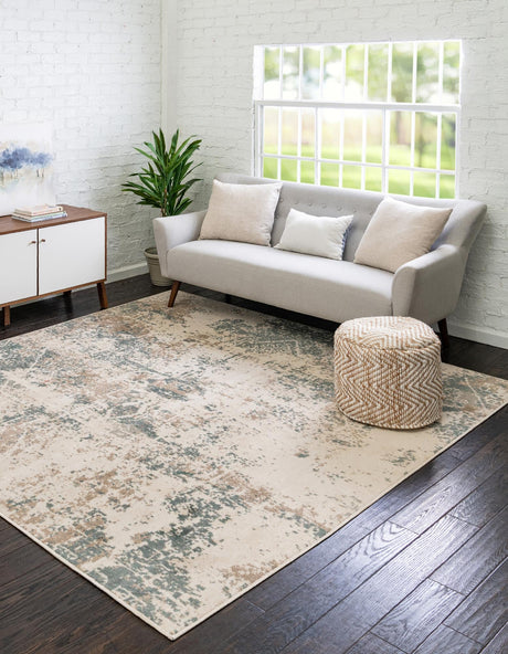 Beige 8' x 8' Tuareg Square Area Rug Vintage Inspired Distressed Look Durable Easy Clean Carpet for Unique Home Interiors for Sale at Rug Engine