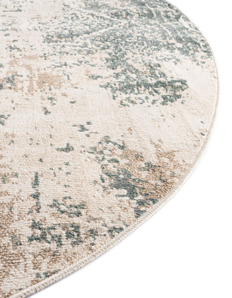 Beige 8' x 8' Tuareg Round Area Rug Vintage Inspired Distressed Look Durable Easy Clean Carpet for Unique Home Interiors for Sale at Rug Engine