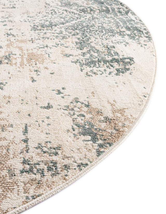 Beige 8' x 8' Tuareg Round Area Rug Vintage Inspired Distressed Look Durable Easy Clean Carpet for Unique Home Interiors for Sale at Rug Engine
