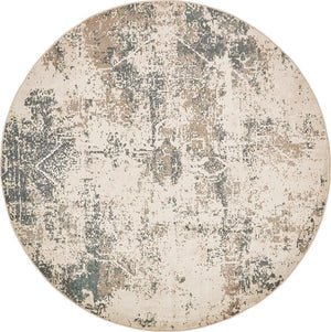 Beige 8' x 8' Tuareg Round Area Rug Vintage Inspired Distressed Look Durable Easy Clean Carpet for Unique Home Interiors for Sale at Rug Engine