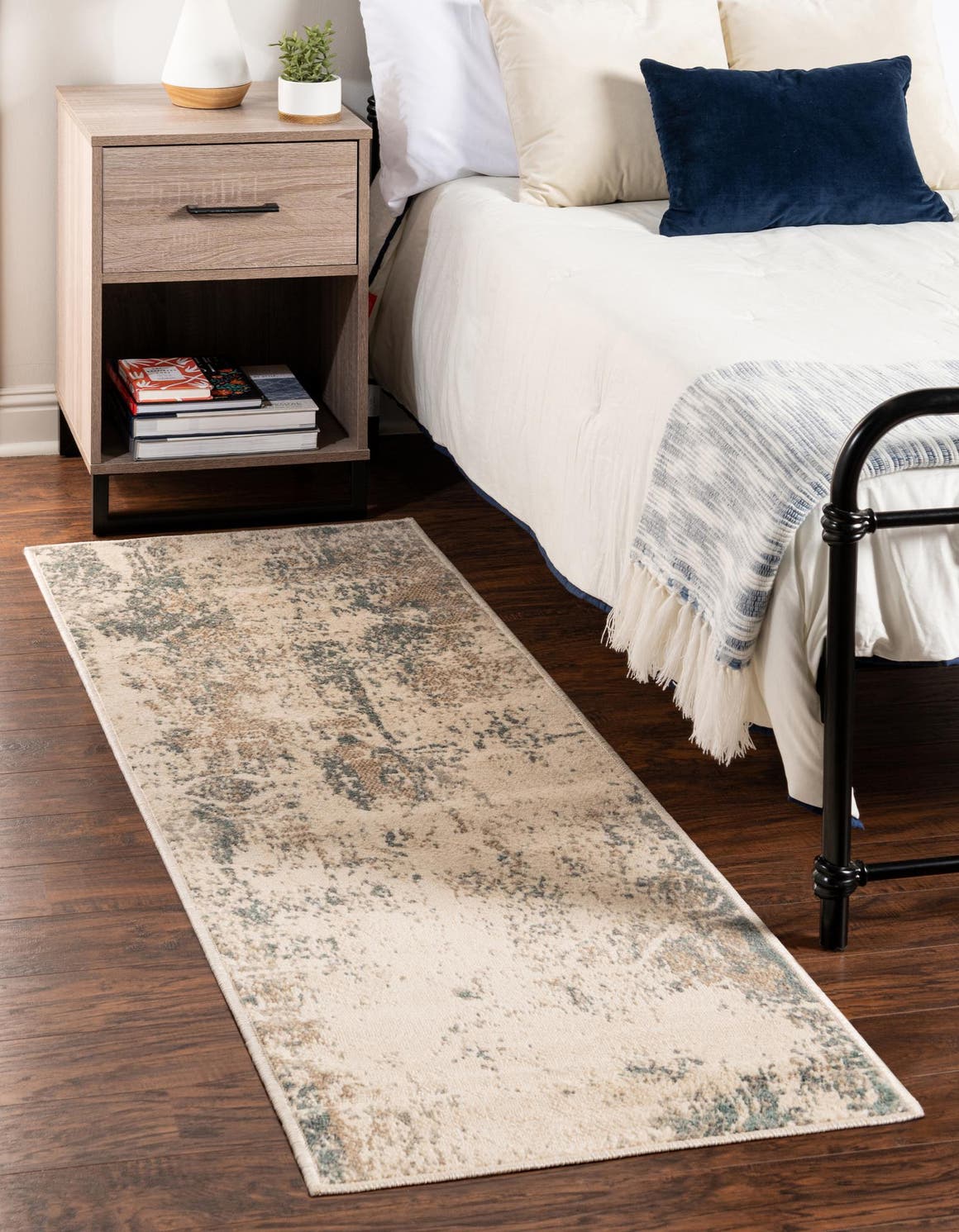 Beige 2' 7 x 10' Tuareg Runner Area Rug Vintage Inspired Distressed Look Durable Easy Clean Carpet for Unique Home Interiors for Sale at Rug Engine