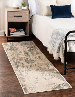Beige 2' 7 x 10' Tuareg Runner Area Rug Vintage Inspired Distressed Look Durable Easy Clean Carpet for Unique Home Interiors for Sale at Rug Engine