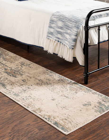 Beige 2' 7 x 10' Tuareg Runner Area Rug Vintage Inspired Distressed Look Durable Easy Clean Carpet for Unique Home Interiors for Sale at Rug Engine