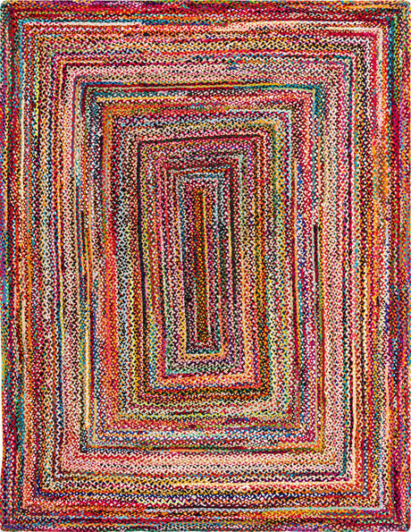 Multicolor 9' x 12' 2 Braided Chindi Rectangle Rug