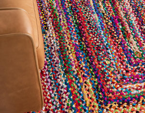 Multicolor 8' x 10' Braided Chindi Rectangle Rug