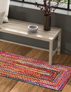 Multicolor 3' x 6' 1 Braided Chindi Runner Rug