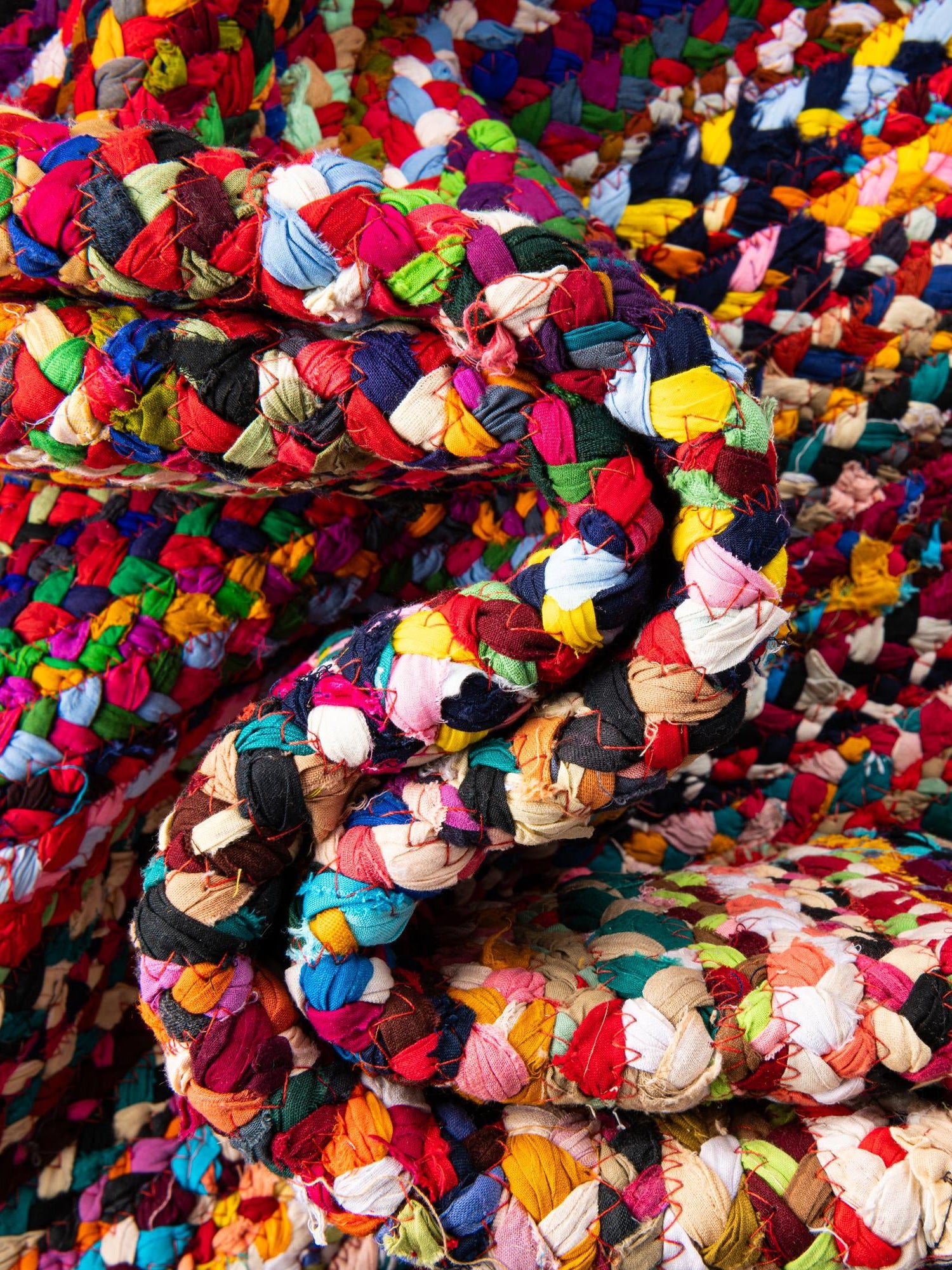 Multicolor 2' 7 x 8' Braided Chindi Runner Area Rug 100% Cotton Hand Braided Natural Eco-Friendly Boho Style Modern Carpet for Living Rooms Dining Office Dorm for Sale at Rug Engine