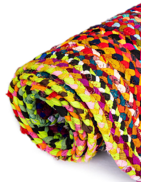 Multicolor 2' x 5' 1 Braided Chindi Runner Rug