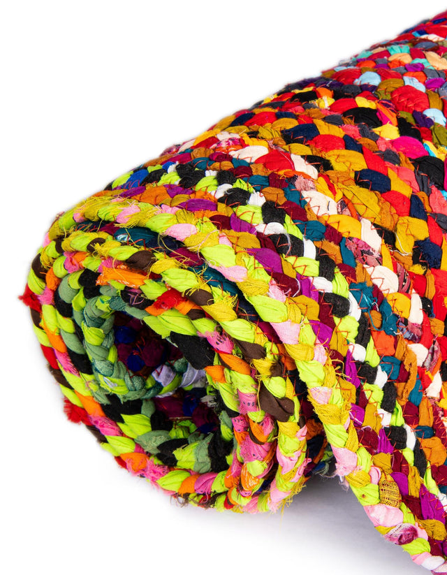 Multicolor 2' x 5' 1 Braided Chindi Runner Rug