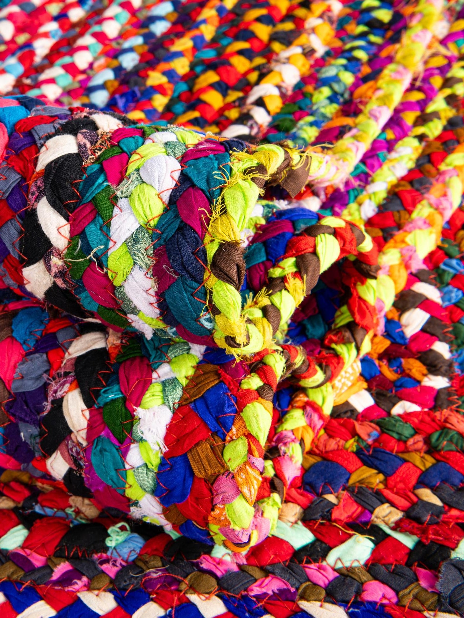 Multicolor 2' x 5' 1 Braided Chindi Runner Area Rug 100% Cotton Hand Braided Natural Eco-Friendly Boho Style Modern Carpet for Living Rooms Dining Office Dorm for Sale at Rug Engine