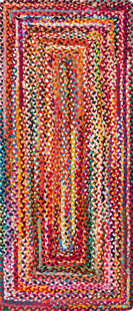 Multicolor 3' x 6' 1 Braided Chindi Runner Rug
