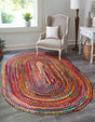 Multicolor 3' 3 x 5' 1 Braided Chindi Oval Rug