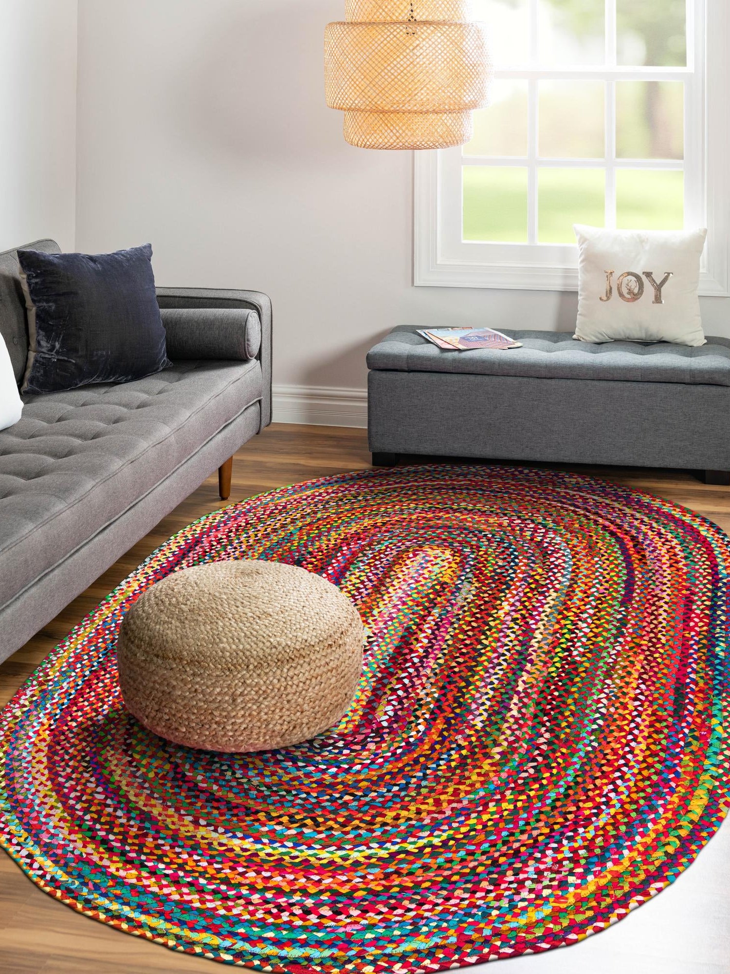 Multicolor 3' 3 x 5' 1 Braided Chindi Oval Area Rug 100% Cotton Hand Braided Natural Eco-Friendly Boho Style Modern Carpet for Living Rooms Dining Office Dorm for Sale at Rug Engine