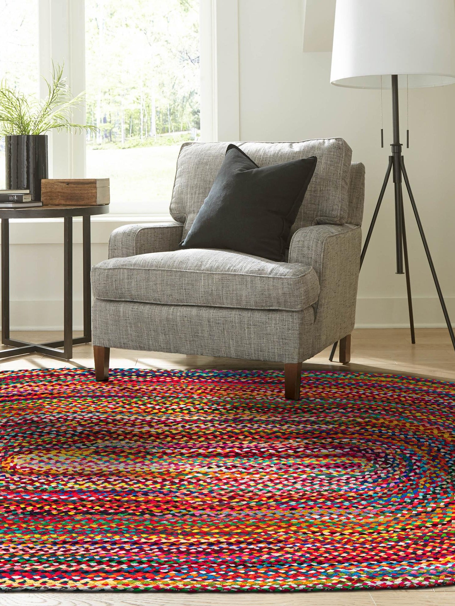 Multicolor 3' 3 x 5' 1 Braided Chindi Oval Area Rug 100% Cotton Hand Braided Natural Eco-Friendly Boho Style Modern Carpet for Living Rooms Dining Office Dorm for Sale at Rug Engine