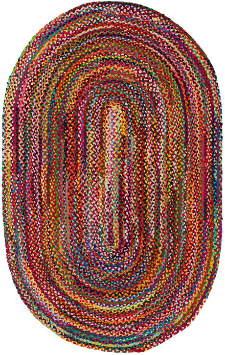 Multicolor 5' 1 x 8' Braided Chindi Oval Rug