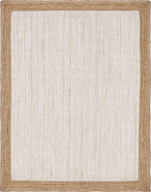 White 9' x 12' 2 Braided Jute Rectangle Rug