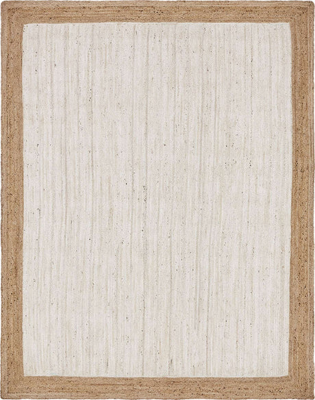 White 9' x 12' 2 Braided Jute Rectangle Rug