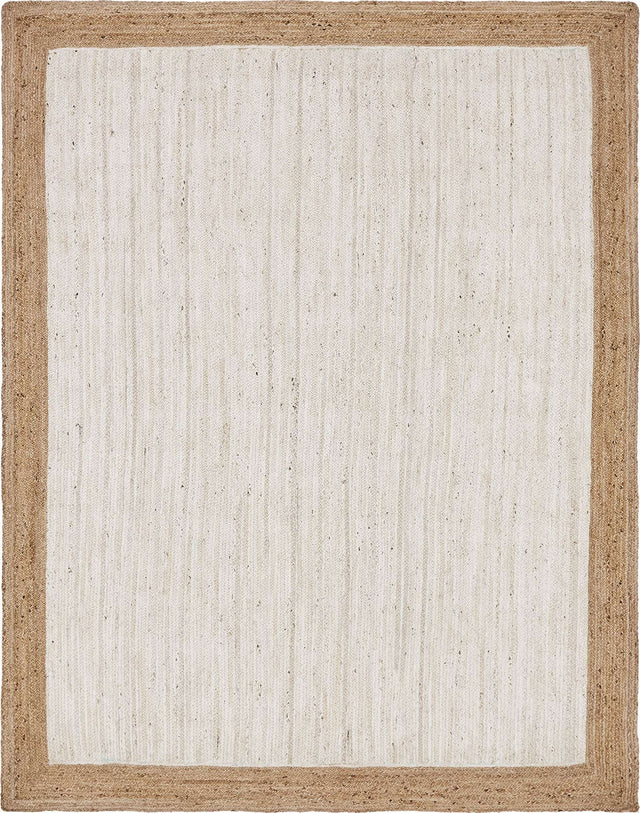White 9' x 12' 2 Braided Jute Rectangle Rug