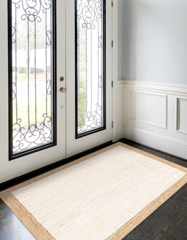 White 5' 1 x 8' Braided Jute Rectangle Rug