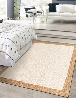 White 5' 1 x 8' Braided Jute Rectangle Rug