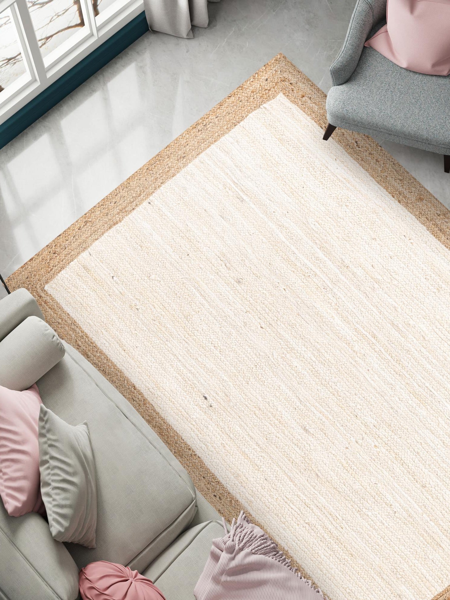 White 5' 1 x 8' Braided Jute Rectangle Area Rug 100% Jute Hand Braided Natural Eco-Friendly Boho Style Carpet for Living Rooms Dining Office Space Dorms for Sale at Rug Engine
