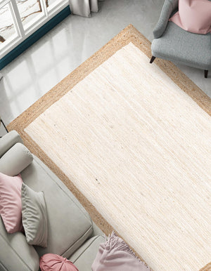 White 5' 1 x 8' Braided Jute Rectangle Rug