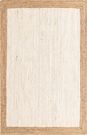 White 5' 1 x 8' Braided Jute Rectangle Rug