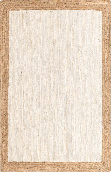 White 5' 1 x 8' Braided Jute Rectangle Rug