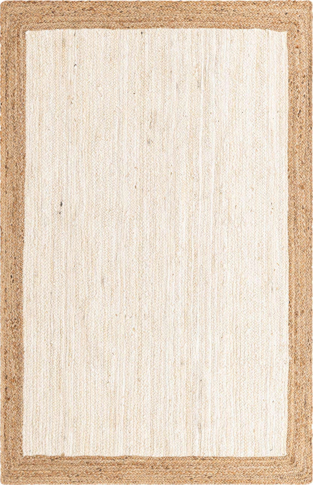 White 5' 1 x 8' Braided Jute Rectangle Rug