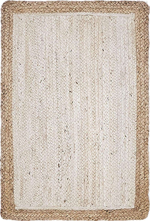 White 2' x 3' 1 Braided Jute Rectangle Rug