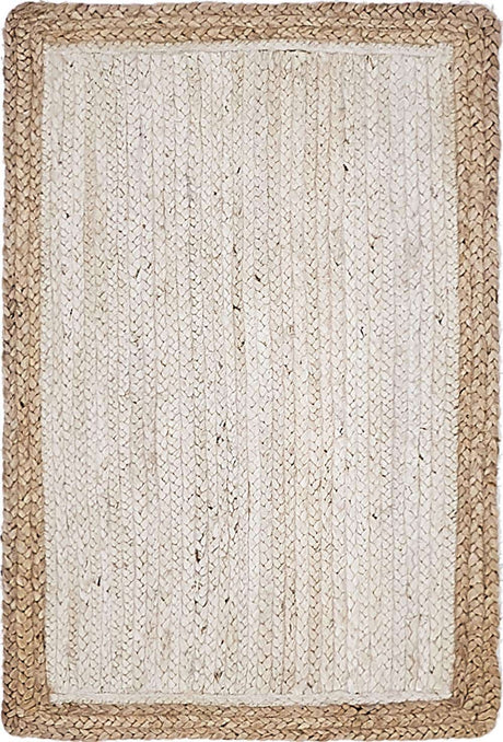 White 2' x 3' 1 Braided Jute Rectangle Rug