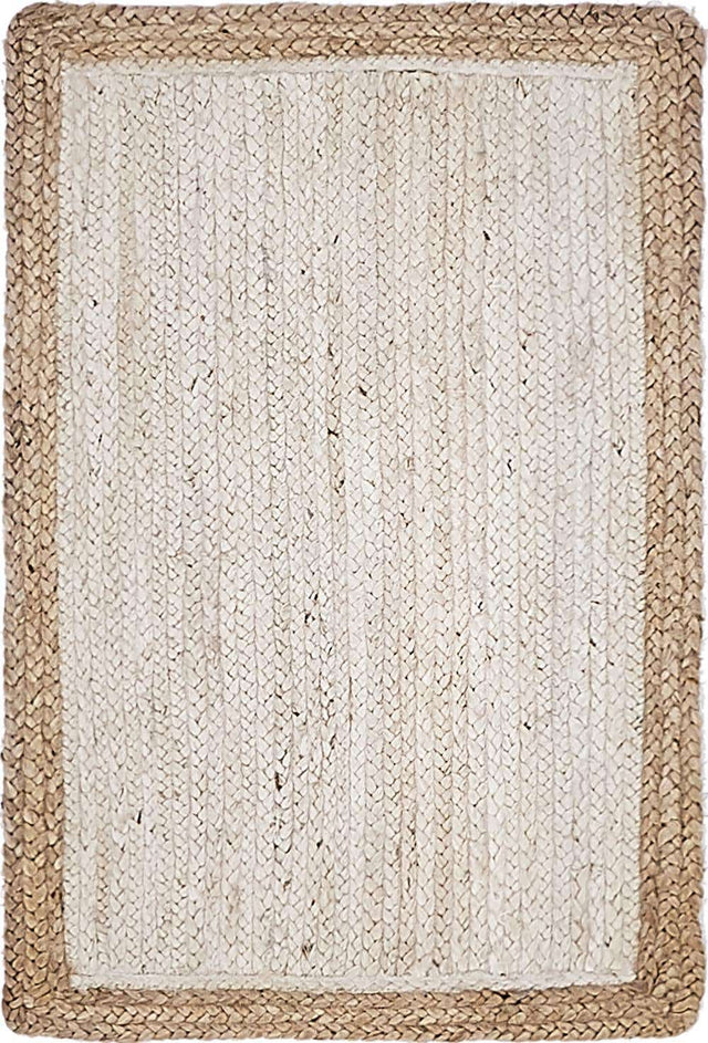 White 2' x 3' 1 Braided Jute Rectangle Rug
