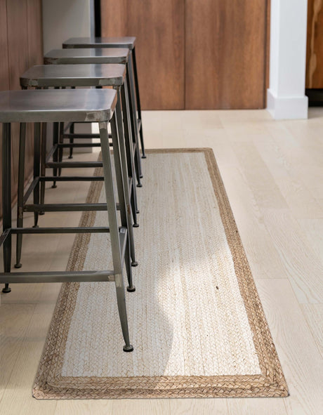 White 2' 7 x 6' 1 Braided Jute Runner Area Rug 100% Jute Hand Braided Natural Eco-Friendly Boho Style Carpet for Living Rooms Dining Office Space Dorms for Sale at Rug Engine