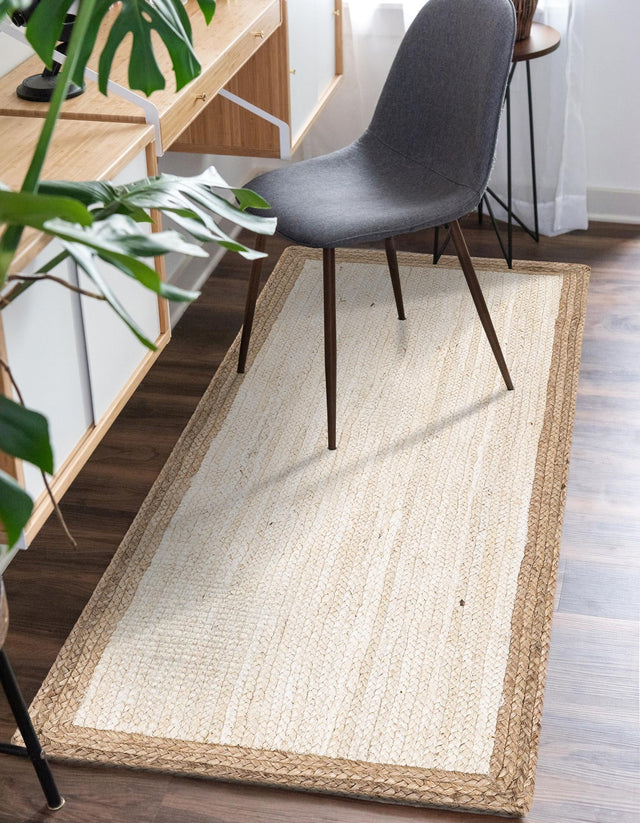 White 3' x 6' 1 Braided Jute Runner Rug