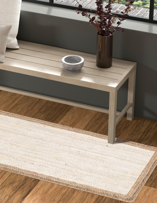 White 3' x 6' 1 Braided Jute Runner Rug