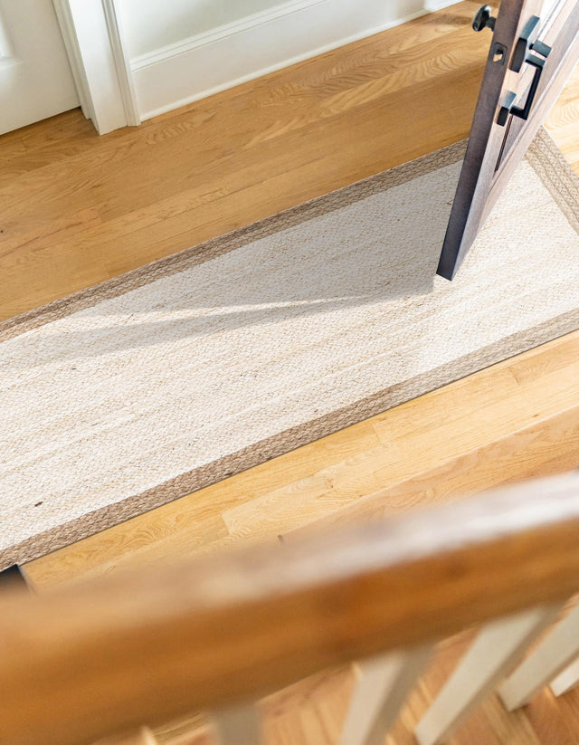 White 3' x 6' 1 Braided Jute Runner Rug