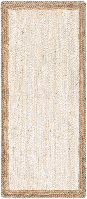 White 3' x 6' 1 Braided Jute Runner Rug